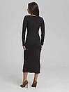 Чорне плаття футляр завдовжки міді з фігурним вирізом декольте та розрізом (р. 40-46) 31py5518, фото 5