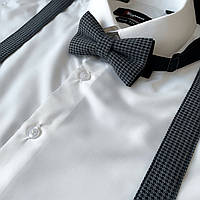 Набор I&M Craft детский 6-8 лет, галстук-бабочка и подтяжки в серые лапку (030509)