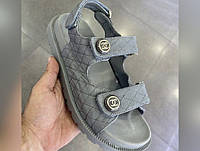 Chanel Sandals Grey Leather Premium