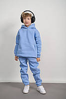 Теплий базовий дитячий костюм худі+джогери Блакитний