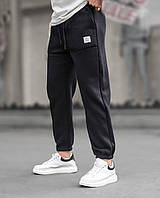 Мужские штаны брюки теплые на флисе тренд 2023 стильные удобные черный, графит, беж базовые