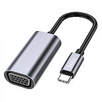 Адаптер переходник USB C To VGA Hoco UA21 Metal Gray
