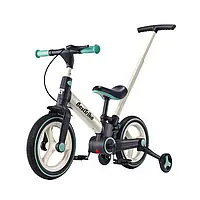 Дитячий двоколісний велосипед-трансформер 3в1 біговел Best Trike BT-61514 Бірюзовий, колеса PU 12', з ручкою