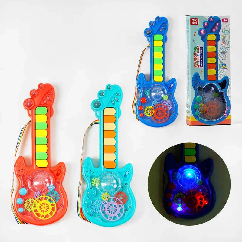 Іграшка музична Гітара TK — 14702, 3 кольори, українське озвучування, 3 режими гри, 8 пісень, піаніно, фото 1