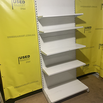 Торговий пристінний стелаж 2350х1330 з металевими полицями WIKO б/у, білий