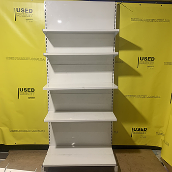 Торговий пристінний стелаж 1950х1330 з металевими полицями WIKO б/у, білий