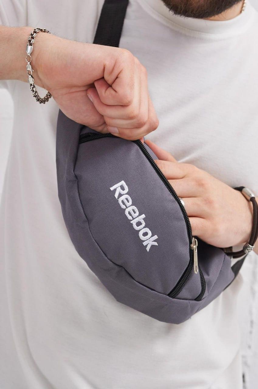 Бананка поясна через плече reebok чоловіча сіра сумка через плече рибок із регулятором, фото 1