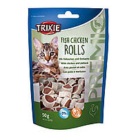 Лакомство для кошек Trixie 42702 Premio Rolls с курицей и сайдой 50 г (4011905427027) FG, код: 7596847