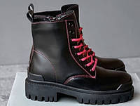 Balenciaga Black/Pink Tractor Side-zip Low Boots