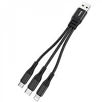 Кабель USB 3 in 1 ( L , M , С ) 2A (1m) Hoco X47 Black