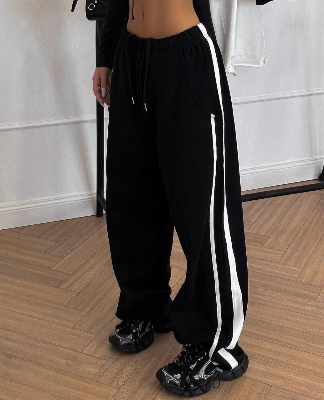 Жіночі спортивні штани з лампасами із трьохнитки, фото 1