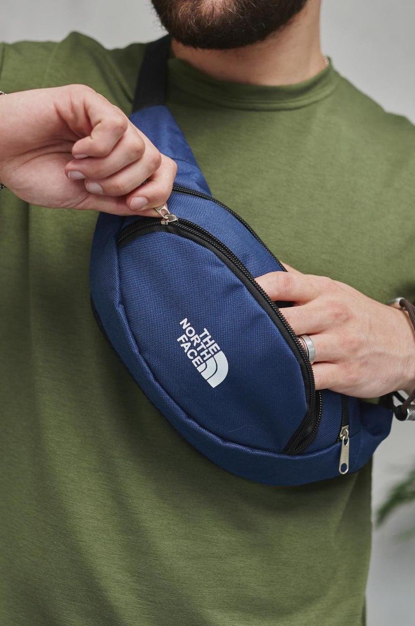 Сумка через плече The North Face синя бананка поясна з регулятором сумка чоловіча норт фейс