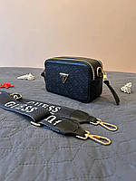 Женская сумка Guess Zippy Snapshot Black (чёрная) красивая сумочка на длинном ремне S92