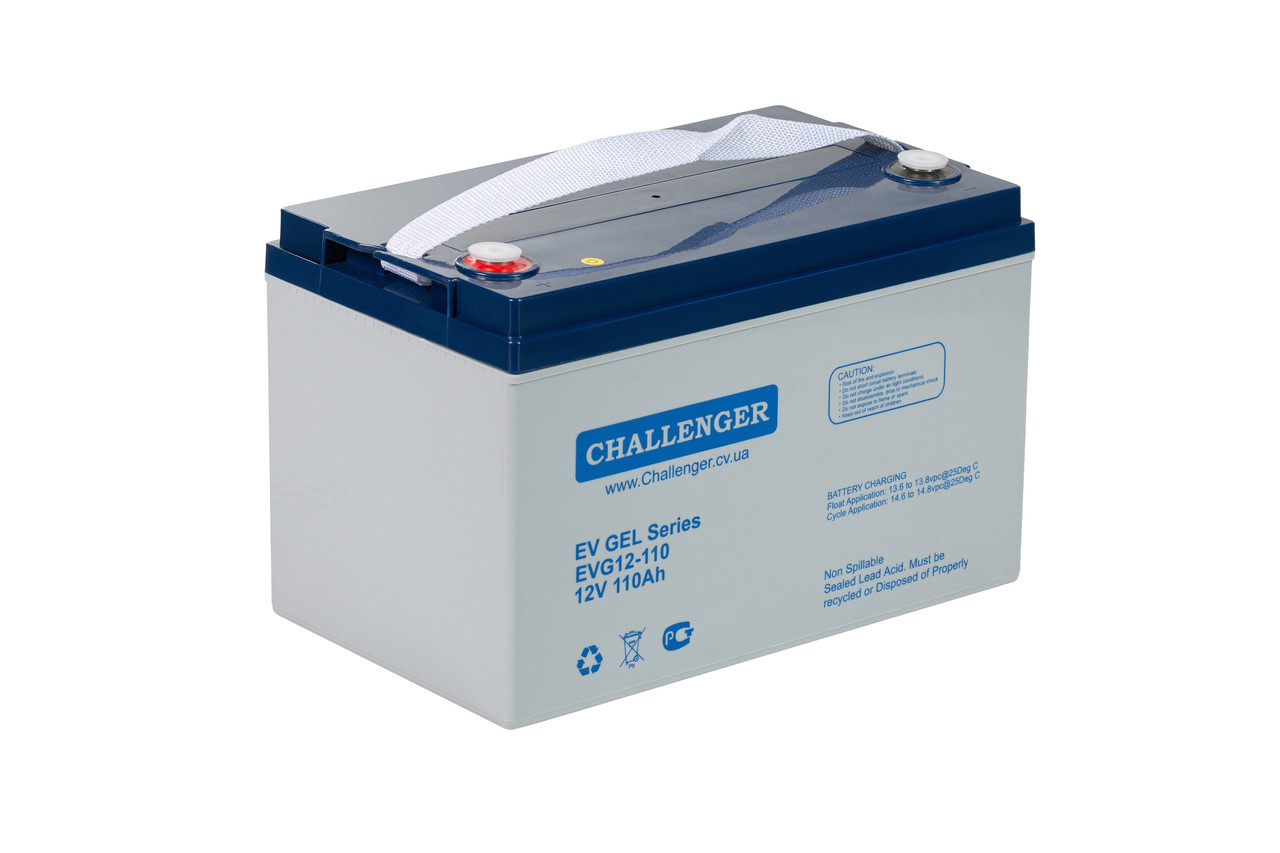 Тягова акумуляторна батарея Challenger EVG-12-110 Gel, 12V 110 Ah, під клему F12 (M8), (328 х 172 х 220),, фото 1