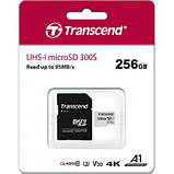 Карта пам'яті Transcend 256GB microSDXC class 10 UHS-I (TS256GUSD300S-A), фото 3