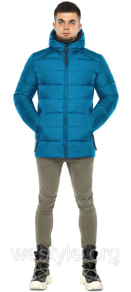 Чоловіча бірюзова куртка зимова високоякісна модель 37055