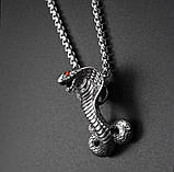 Підвіска "Кобра" Type С1 з ланцюжком 60 см. срібляста, фото 5