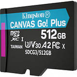 Карта пам'яті Kingston 512GB microSDXC class 10 UHS-I/U3 Canvas Go Plus (SDCG3/512GBSP), фото 3