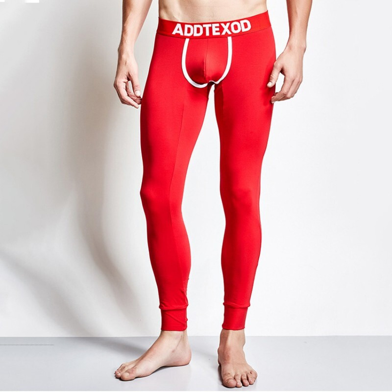 Зимова термобілизна чоловіча Addtexod червоні бавовняні підштанники, фото 1