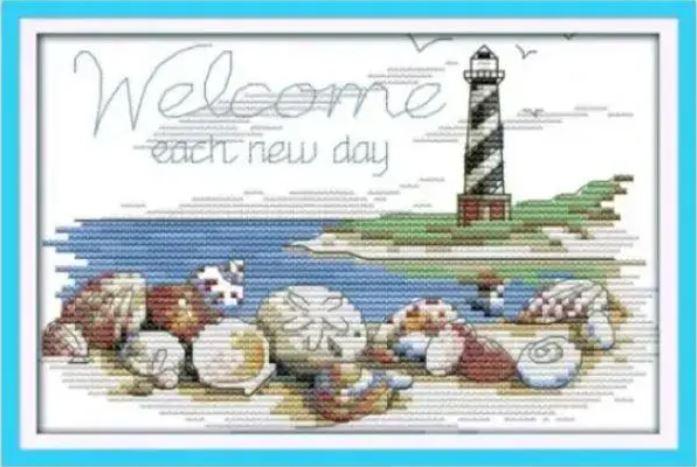 Набір для вишивання за нанесеною на канву схемою "Shells of the lighthouse".AIDA 14CT printed,22*16см