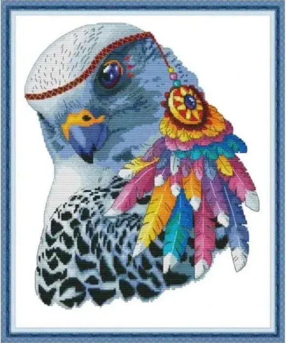 Набір для вишивання за нанесеною на канву схемою "Rainbow eagle ". AIDA 14CT printed , 34*40 см