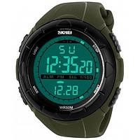 Мужские часы Skmei 1025AG ARMY GREEN, армейские часы противоударные. Цвет: зеленый