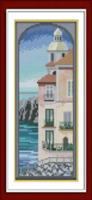 Набір для вишивання за нанесеною на канву схемою"The Mediterranean scenery".AIDA 14CT printed,14*30