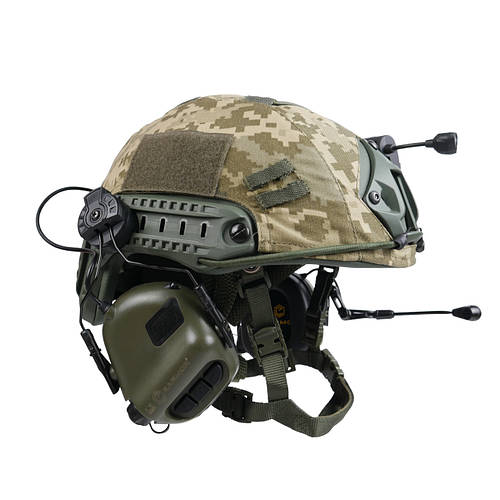 Тактический Баллистический Шлем с Кавером Наушниками Фонариком ...