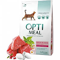 Optimeal сухой корм для кошек с высоким содержанием говядины и сорго - 4 кг