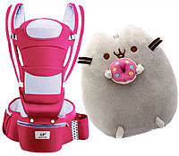 Хипсит эрго-рюкзак переноска и Пушин кэт с пончиком в лапках 21х25 см Baby Carrier 20 кг 6 в 1 Красный