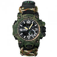 Часы Besta Military с компасом, Camouflage, Компас, Підсвічування, Термометр, Тактичний