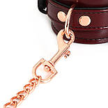 Шкіряні наручники Liebe Seele Wine Red Wrist Cuffs, знімний ланцюжок-кріплення, фото 7