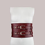 Шкіряний пояс для бондажу Liebe Seele Wine Red Waist Cuff, M Size, фото 7
