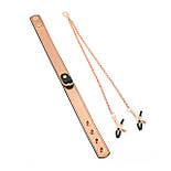 Нашийник із затискачами для сосків Liebe Seele Rose Gold Memory Collar with Nipple Clamps, шкіра, фото 2