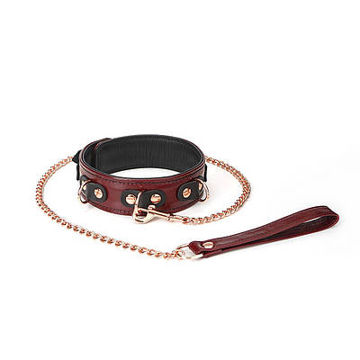 Нашийник із повідцем Liebe Seele Wine Red Collar and Leash