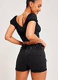 Шорти жіночі джинсові на гудзиках Only Чорні, фото 3
