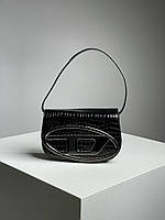 DIESEL 1DR Iconic Shoulder Bag Black Croco хорошее качество женские сумочки и клатчи хорошее качество