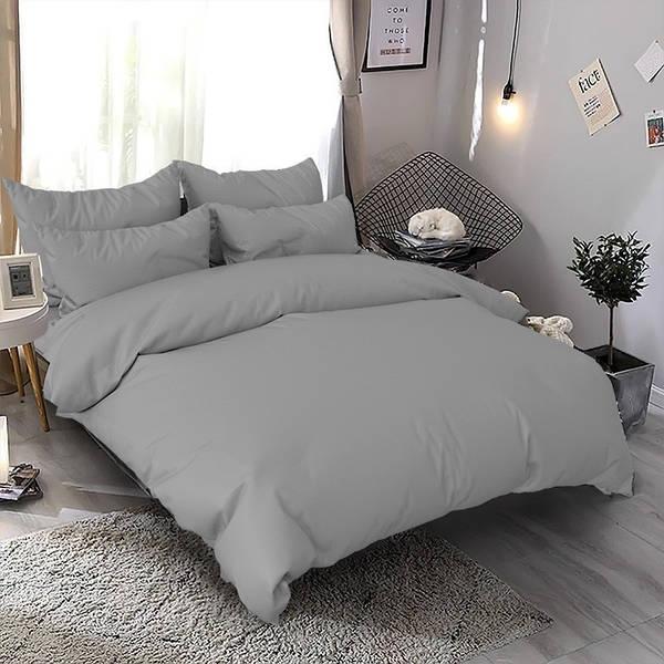 Однотонний комплект постільної білизни, двоспальне, сірого кольору