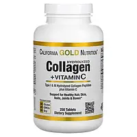 Коллаген ,California Gold Nutrition, пептиды гидролизованного коллагена с витамином C, тип 1 и 3