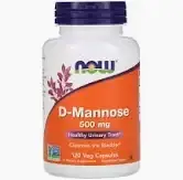 Д-Маноза, Now Foods, D-манноза, 500 мг, 120 вегетарианских капсул, Манноза,Женское здоровье