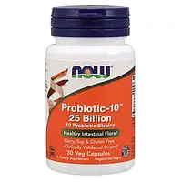 Пробиотики, Now Foods, Probiotic-10, 25 млрд, 50 вегетарианских капсул