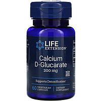 Кальций, Life Extension, D-глюкарат кальция, 200 мг, 60 растительных капсул