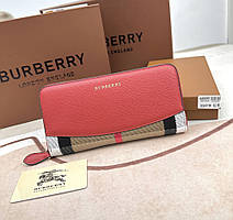 Жіночий шкіряний гаманець на блискавці Burberry (3341) red