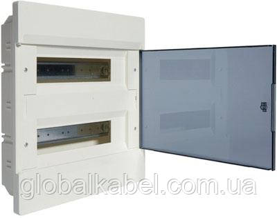 Бокс (щиток) под автоматы Hager Cosmos 24 модульный, внутренний VR212TD с прозрачной дверцой, фото 1