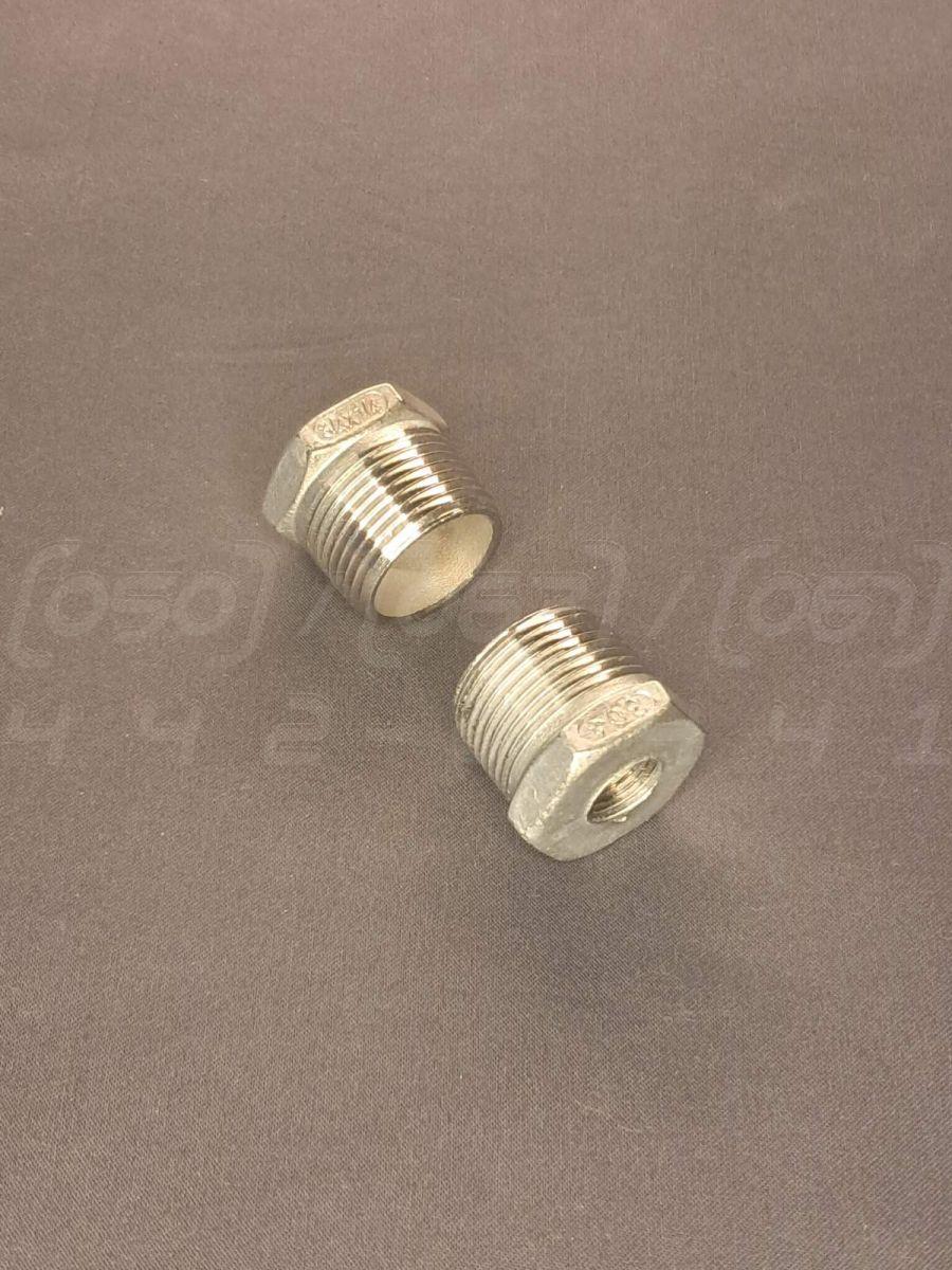 Футорка нержавіюча редукційна DN20x8 (3/4"x1/4"), н/ж сталь AISI304, Class 150, лита, різьба BSPP, фото 1