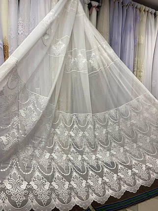 Тюль бамбук вишивка заввишки 2,8 м. білого кольору, фото 1