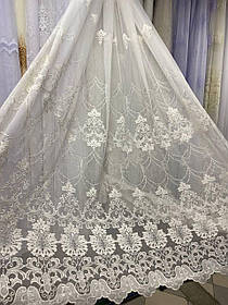 Тюль бамбук вишивка заввишки 2,8 м. колір айворі