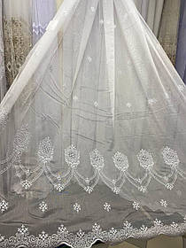 Тюль бамбук вишивка заввишки 2,8 м. білий