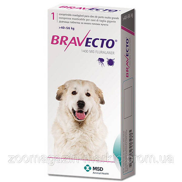 Bravecto БРАВЕКТО таблетки від бліх и кліщів для собак 40-56 кг, 1400 ...