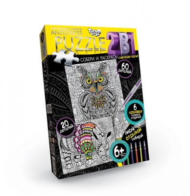 Пазлы раскраски Антистресс 60 и 20 деталей Danko toys AP-01-06, фото 1